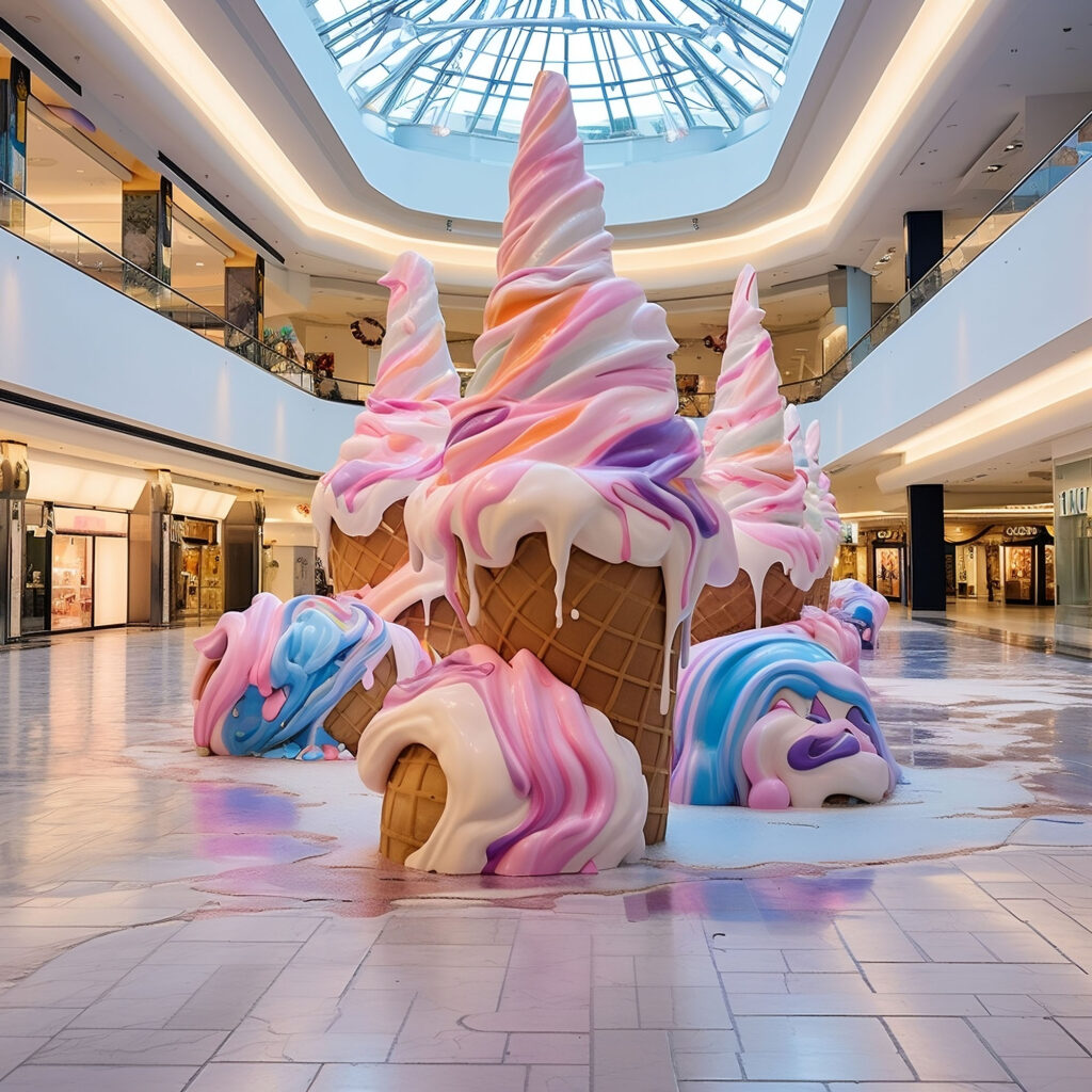 a large ice cream cones in a mall
