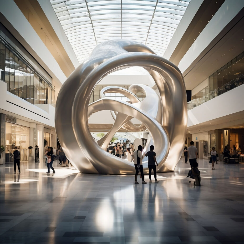 a large sculpture in a mall