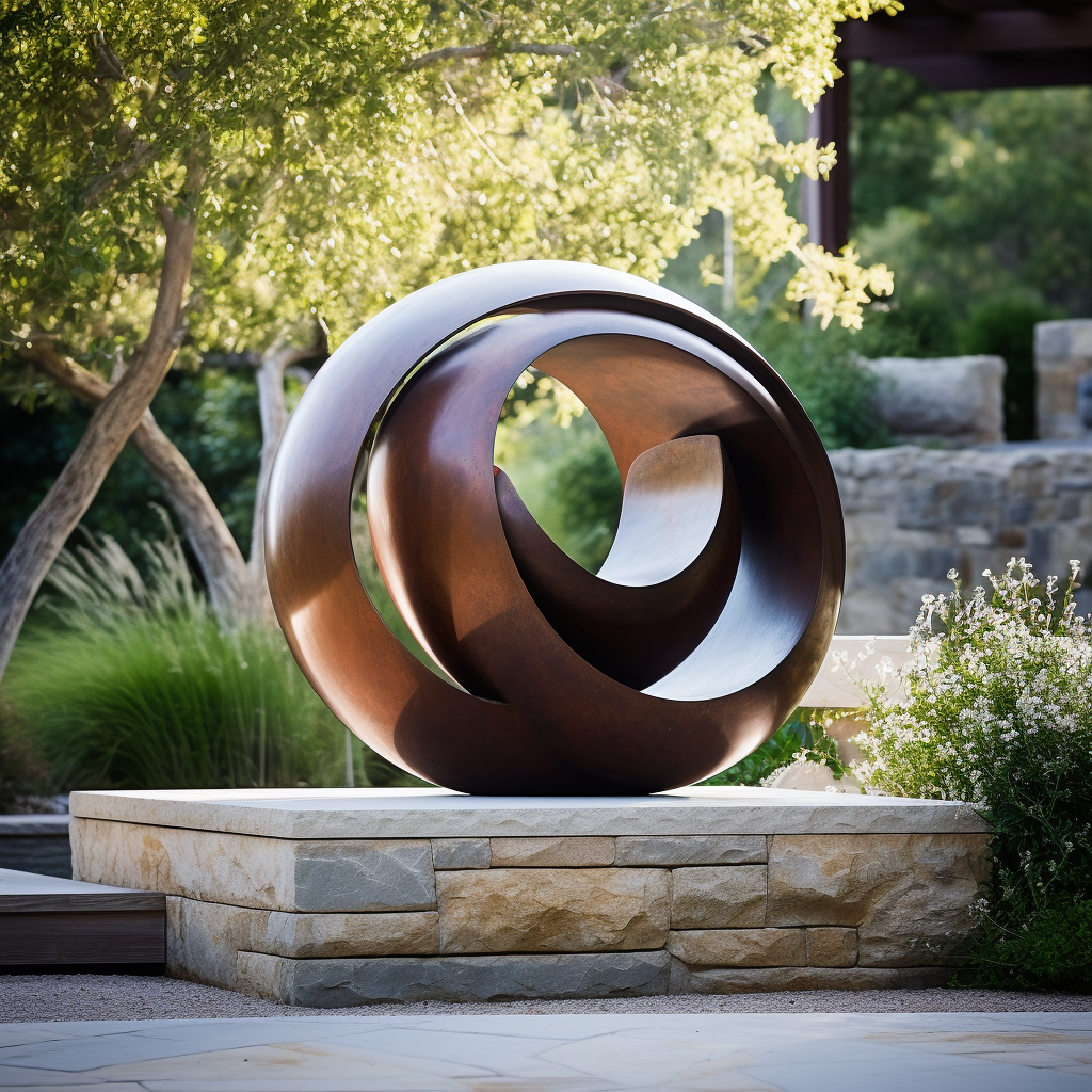 Sculptural Landscaping Incorporate minimalist sculpture
